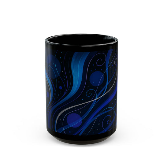 Midnight Bloom 2-Soulful Collection -Black Ceramic Mug — Swirl Coffee Cup (11oz & 15oz)