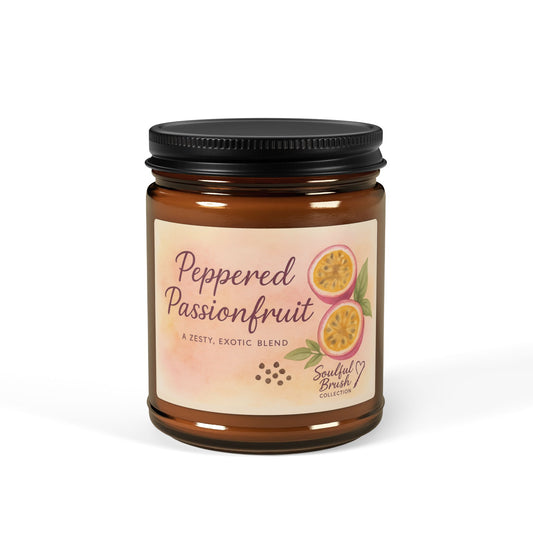 Peppered Passionfruit Soy Candle – Amber Jar, 4oz