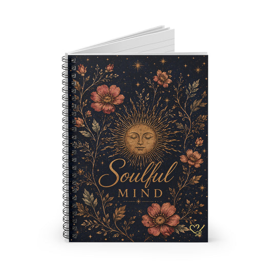 Soulful Mind Spiral Notebook — Sun & Floral Ruled Journal for Mindfulness & Gratitude