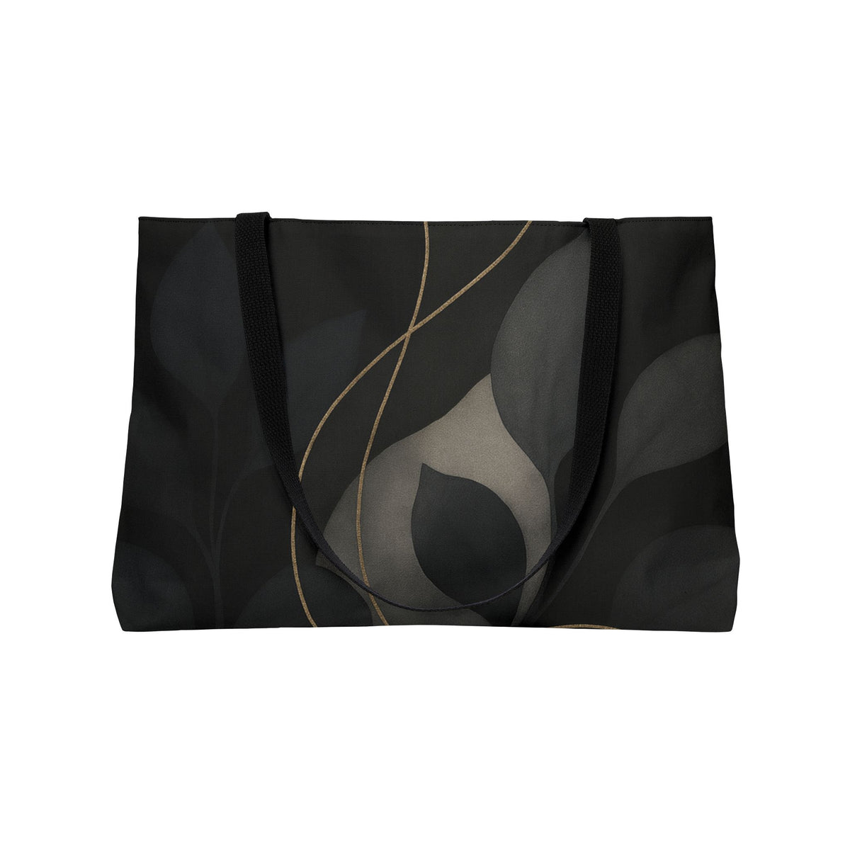 Shirley-2025 Artisan Luxe Collection-Weekender Tote — Elegant Black Leaf & Gold Vine Travel Bag