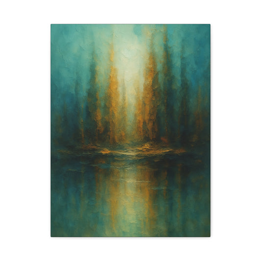 Teal y Oro - Colección Abstracta - Lienzo para Pared — Lienzo Mate Estirado