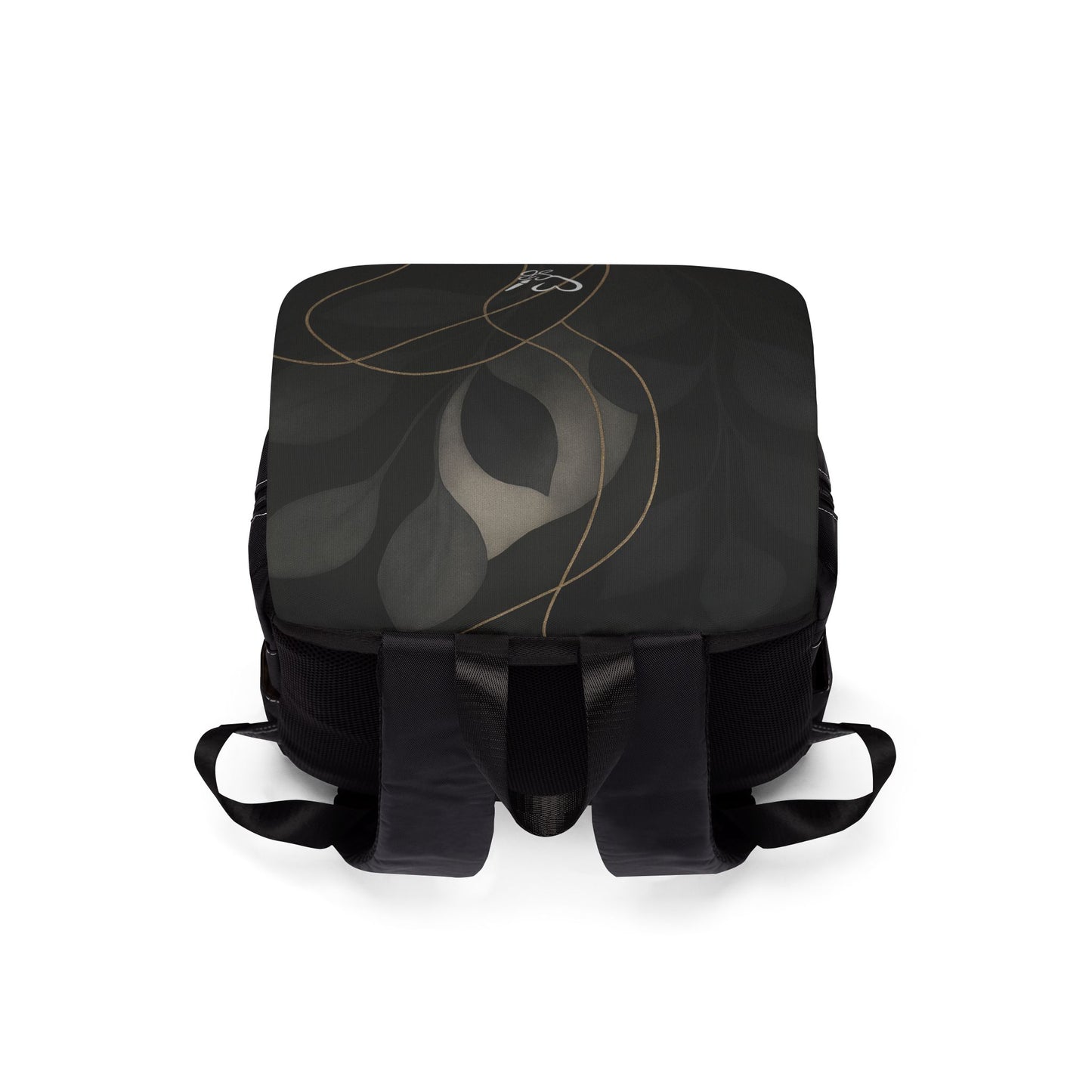 Shirley-Artisan Luxe collection- Backpack — Black Minimalist Shoulder Bag with Gold Heart Accent