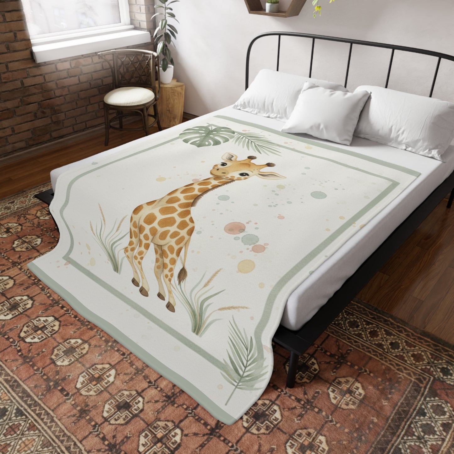 Baby Giraffe 2- Baby Safari Plush Blanket -Coordinates with Baby Safari nursery items Baby