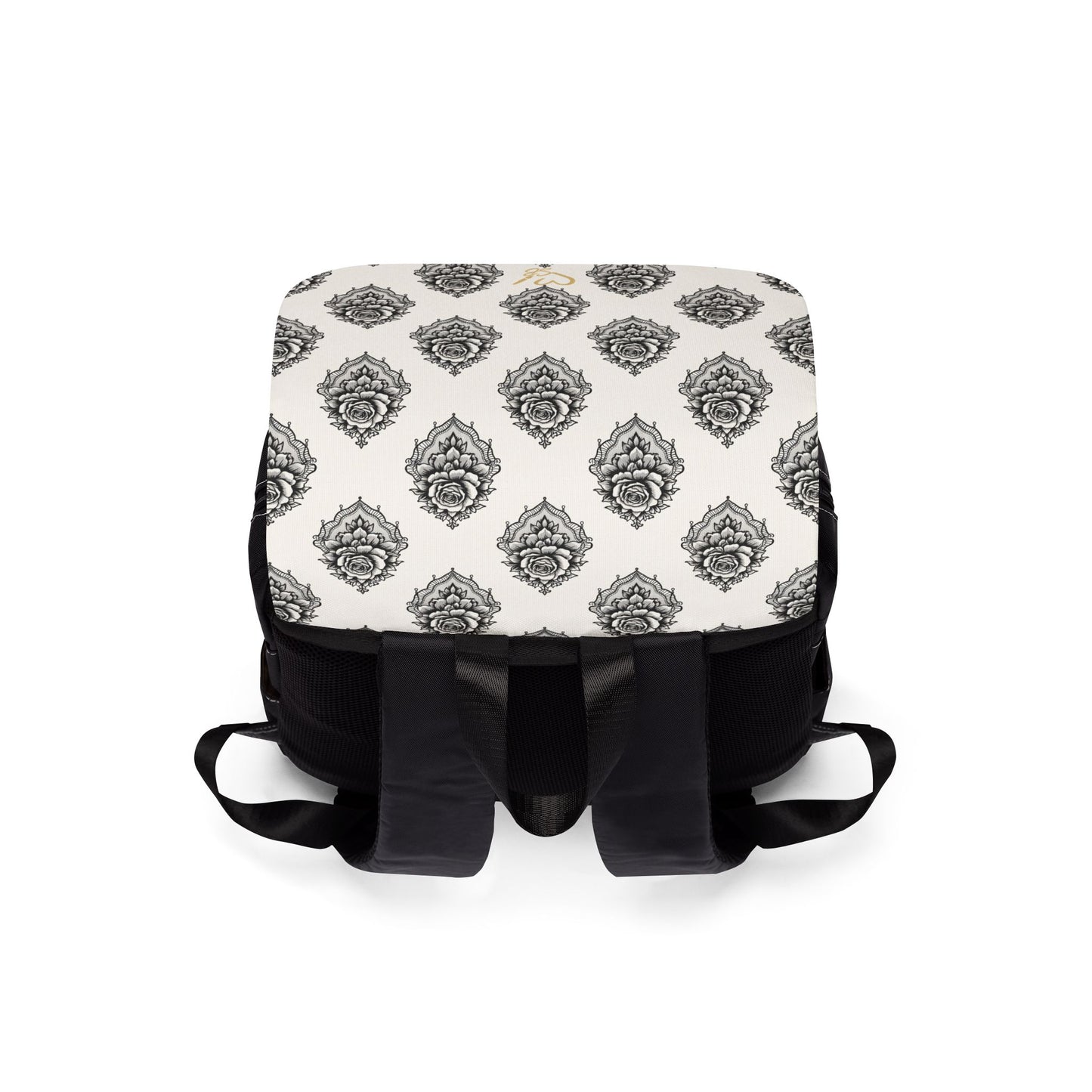 Mochila de hombro Veiled Rose - Mochila casual vintage negra y crema