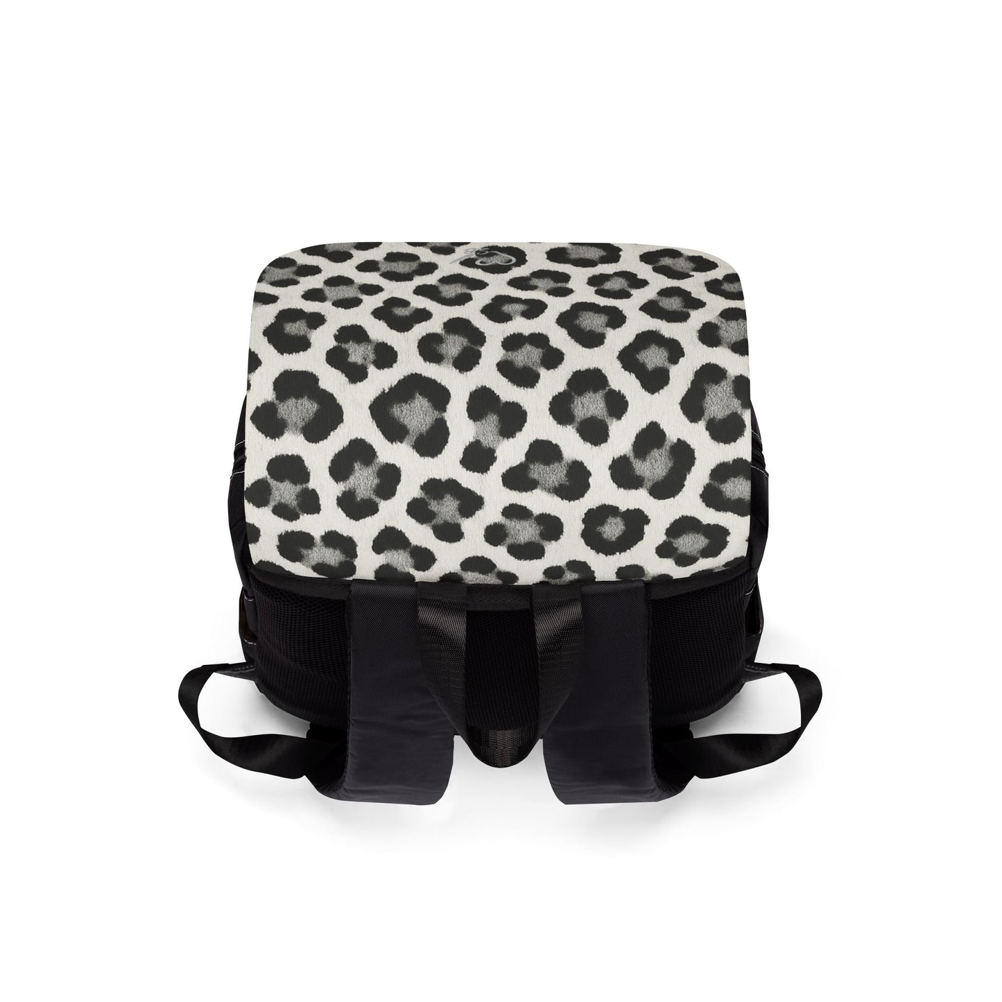 Snow Leopard Print Canvas Backpack – Casual Shoulder Daypack