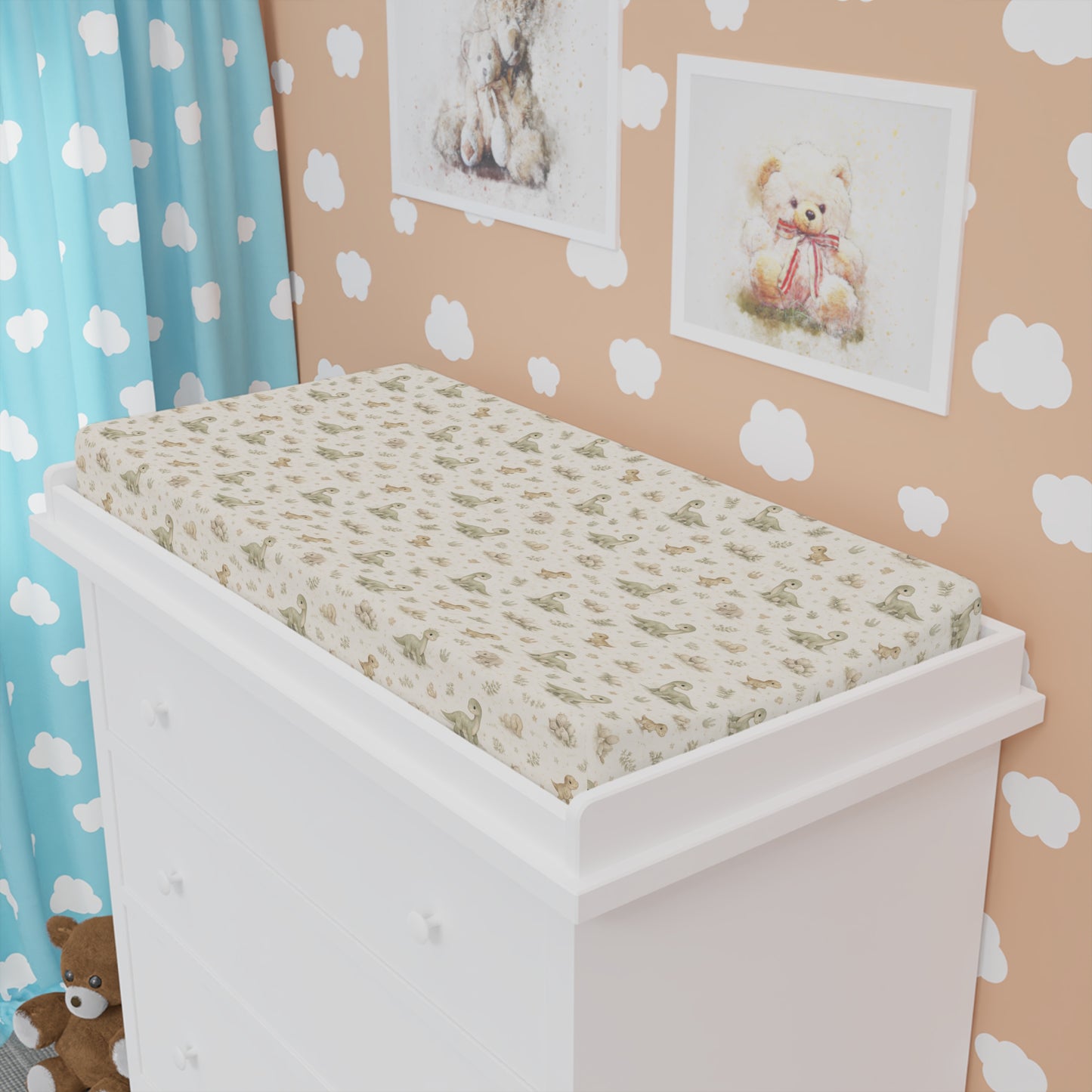 Changing Pad Cover — Neutral Baby Dinosaur Print (Fits Standard Baby Changing Pads)