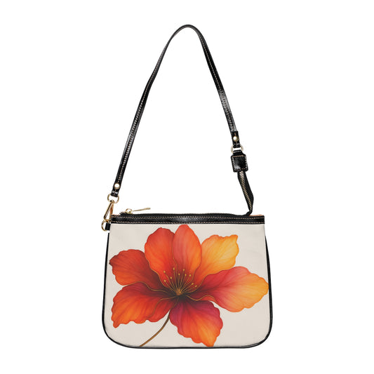 Bella crossbody bag back view – cream PU leather orange hibiscus double-sided print shoulder purse by the Soulful Brush