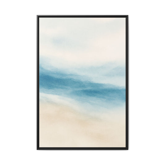 Coastal Whispers 1-Watercolor Abstract Matte Canvas Framed Wall Art