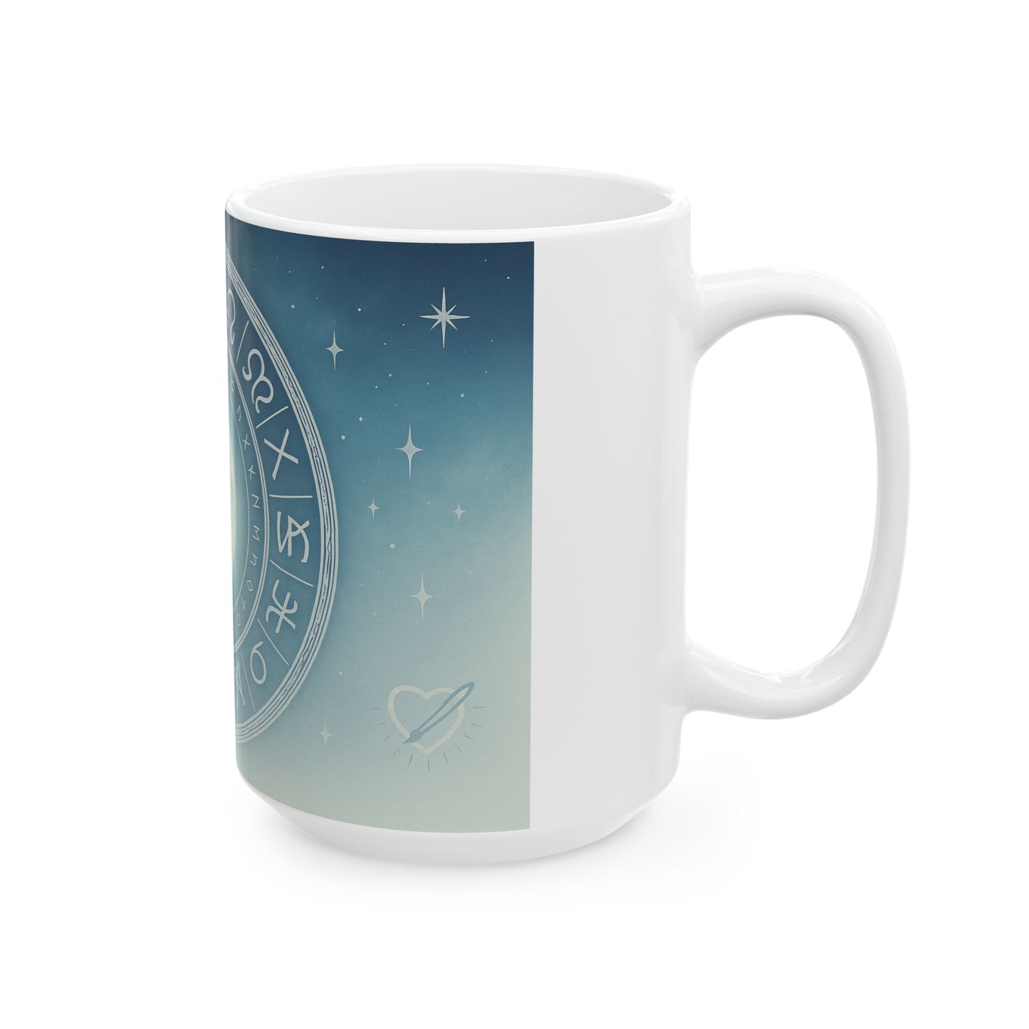 Zodiac Moon Ceramic Mug — Astrological Symbols Coffee Cup (11oz/15oz)