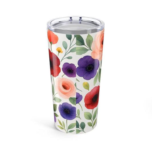 Wildflower and Poppy-20oz Floral Tumbler – Colorful Wildflower Insulated Travel Cup