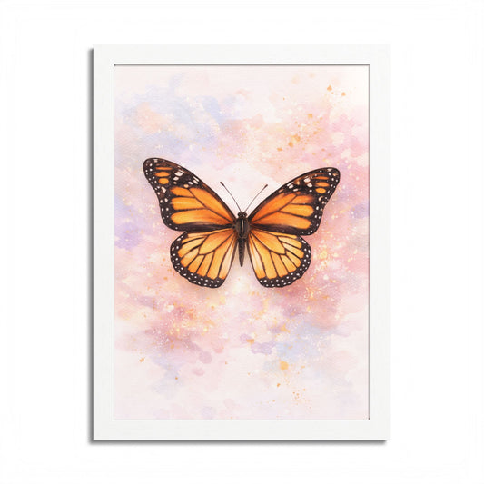 Póster enmarcado Mariposa Monarca — Arte de pared en acuarela para habitación de bebé y dormitorio