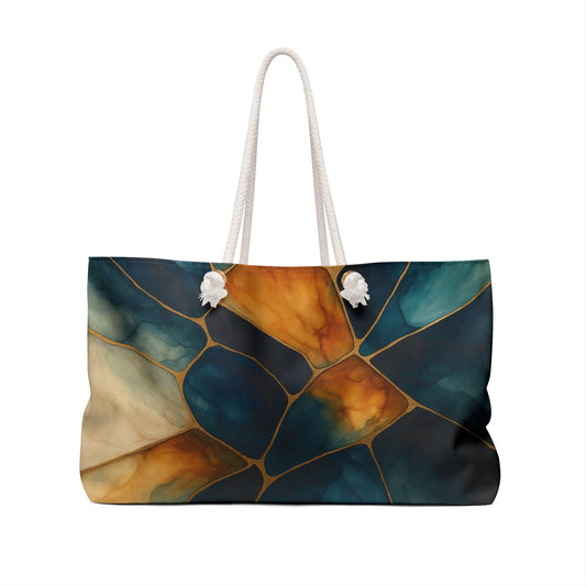 Lissette-2025 Colección Artisan Luxe - Bolso de Viaje "Weekender" - Bolsa de Viaje en Tonos Turquesa y Ámbar