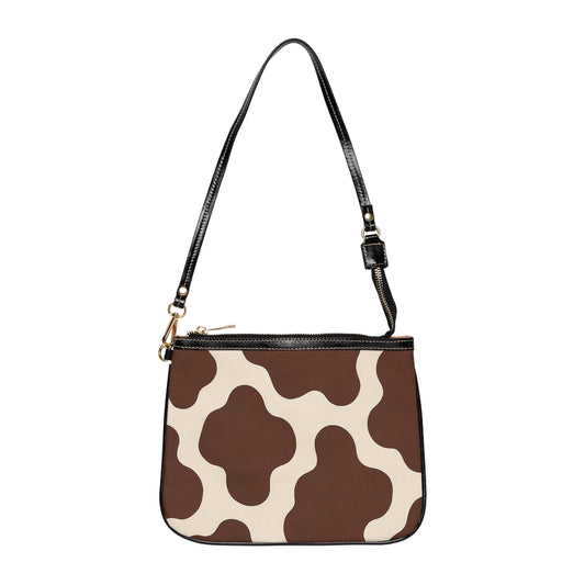 Brown Cow Print Small Shoulder Bag — Brown Retro Pattern Crossbody Purse