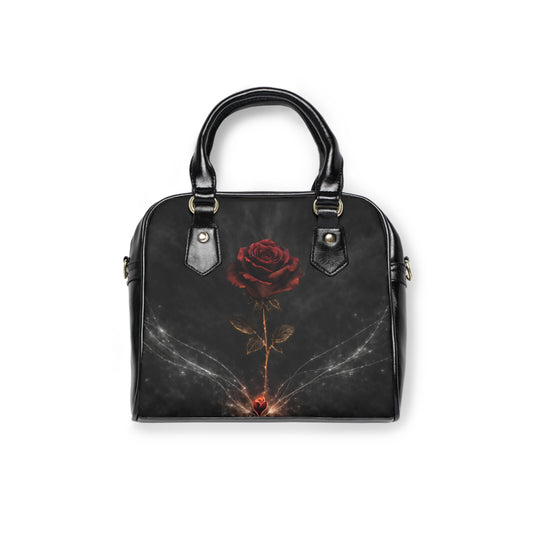 Florecimiento Eterno - Bolso de Hombro Rosa Roja Gótica – Cartera Floral de Romance Oscuro