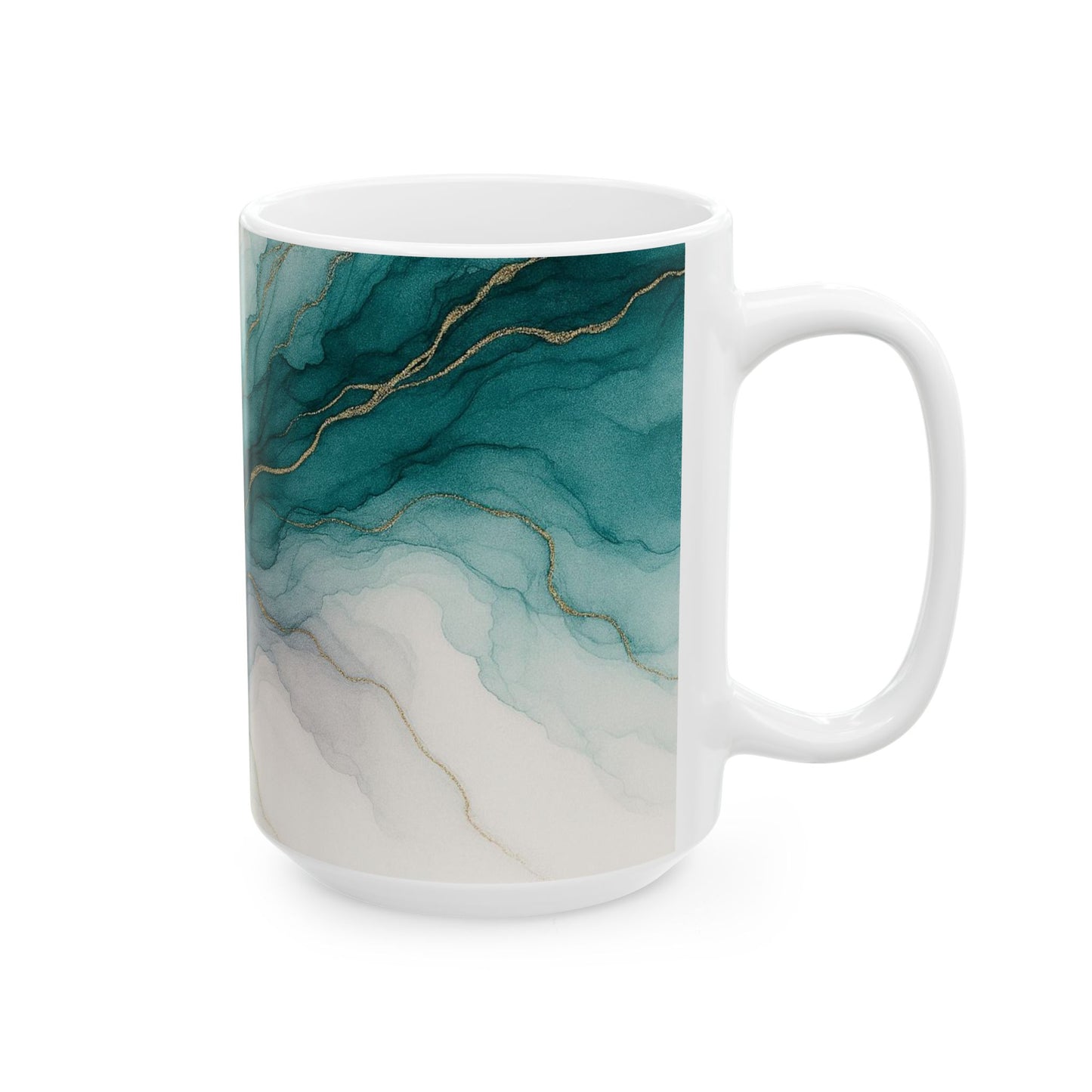 Waters Edge - Colección Abstracta, Elegante Taza Abstracta de Tinta Acrílica, Taza de Café, Taza de Té, Regalo para Ella, Decoración del Hogar, Taza de Oficina, Diseño Minimalista, Obra de Arte Única