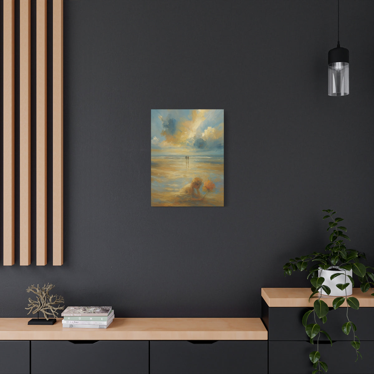 Seaside Sunset Canvas Wall Art – Romantic Beach Landscape Matte Stretched Print