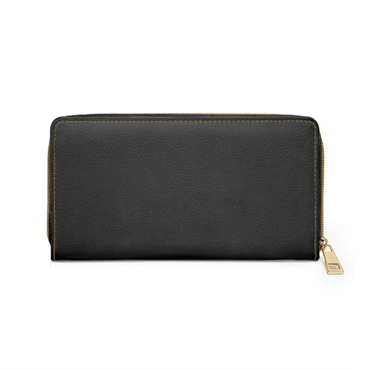 Billetera Lola Elegante Negra con Cremallera — Acento Dorado