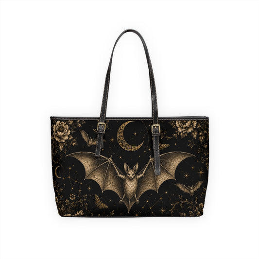 Eclipse Noir PU Shoulder Bag — Gothic Floral Tote