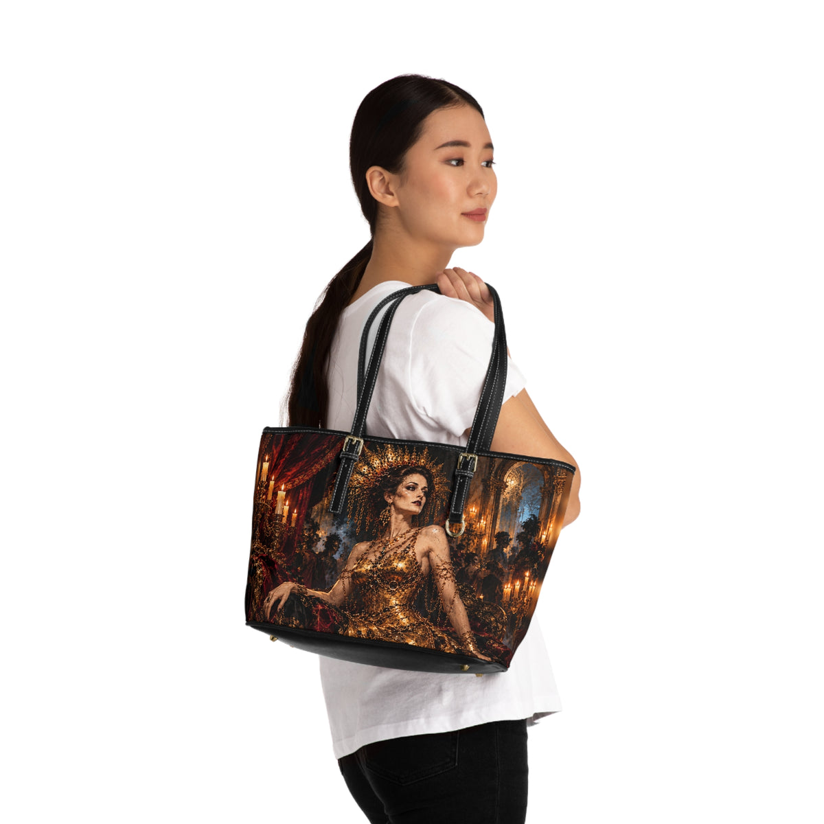 Glamorous Victorian Woman PU Leather Shoulder Bag- Gilded Queen