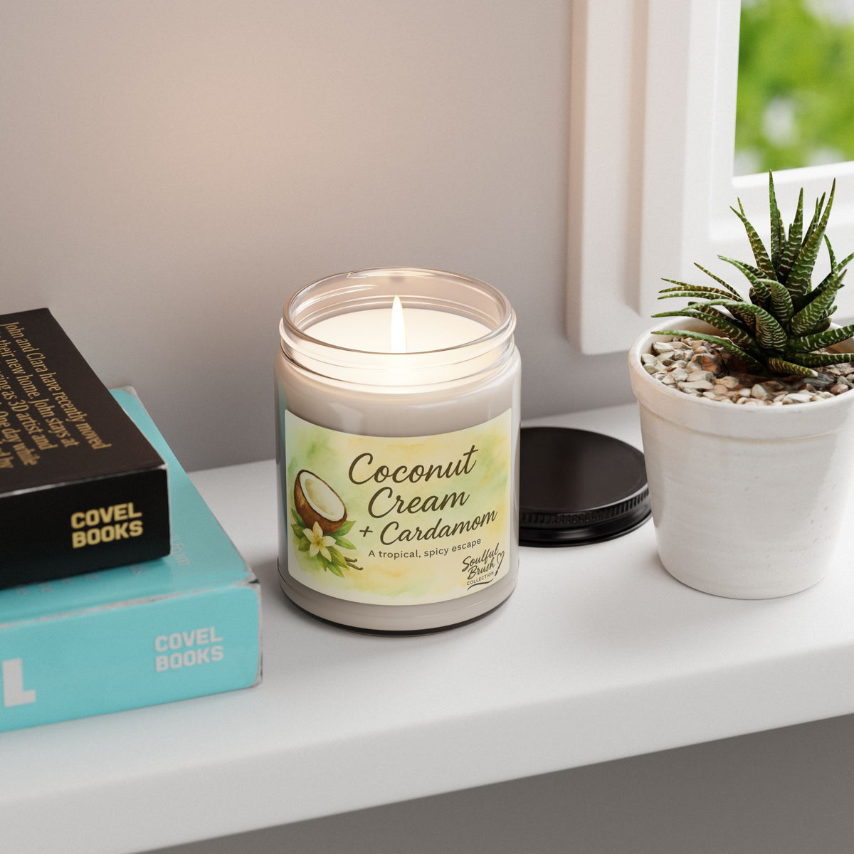 Coconut Cream + Cardamom Soy Candle – Botanical Label, 9oz