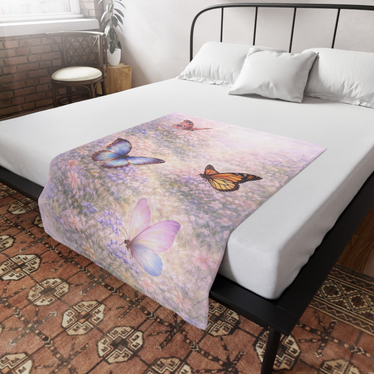 Manta para bebés y niños pequeños con diseño de mariposas, manta para cuna con estampado floral en colores pastel para bebés y niños pequeños