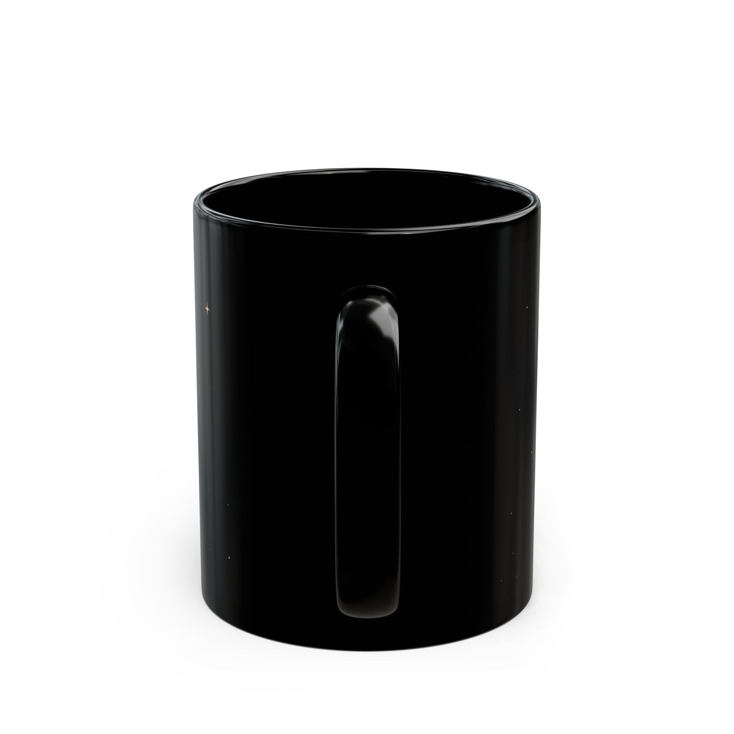 Sol Radiance-Celestial Sun Black Mug — Golden Sun & Stars Coffee Cup (11oz, 15oz)