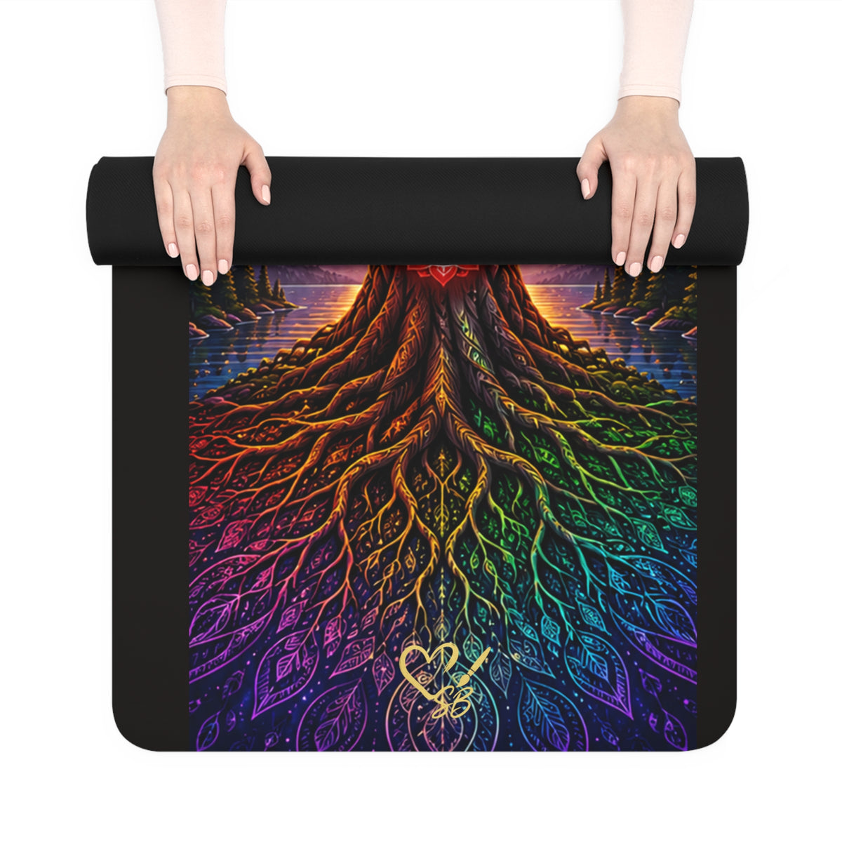 Chakra Tree of Life Rubber Yoga Mat — Non-Slip Meditation & Alignment Mat
