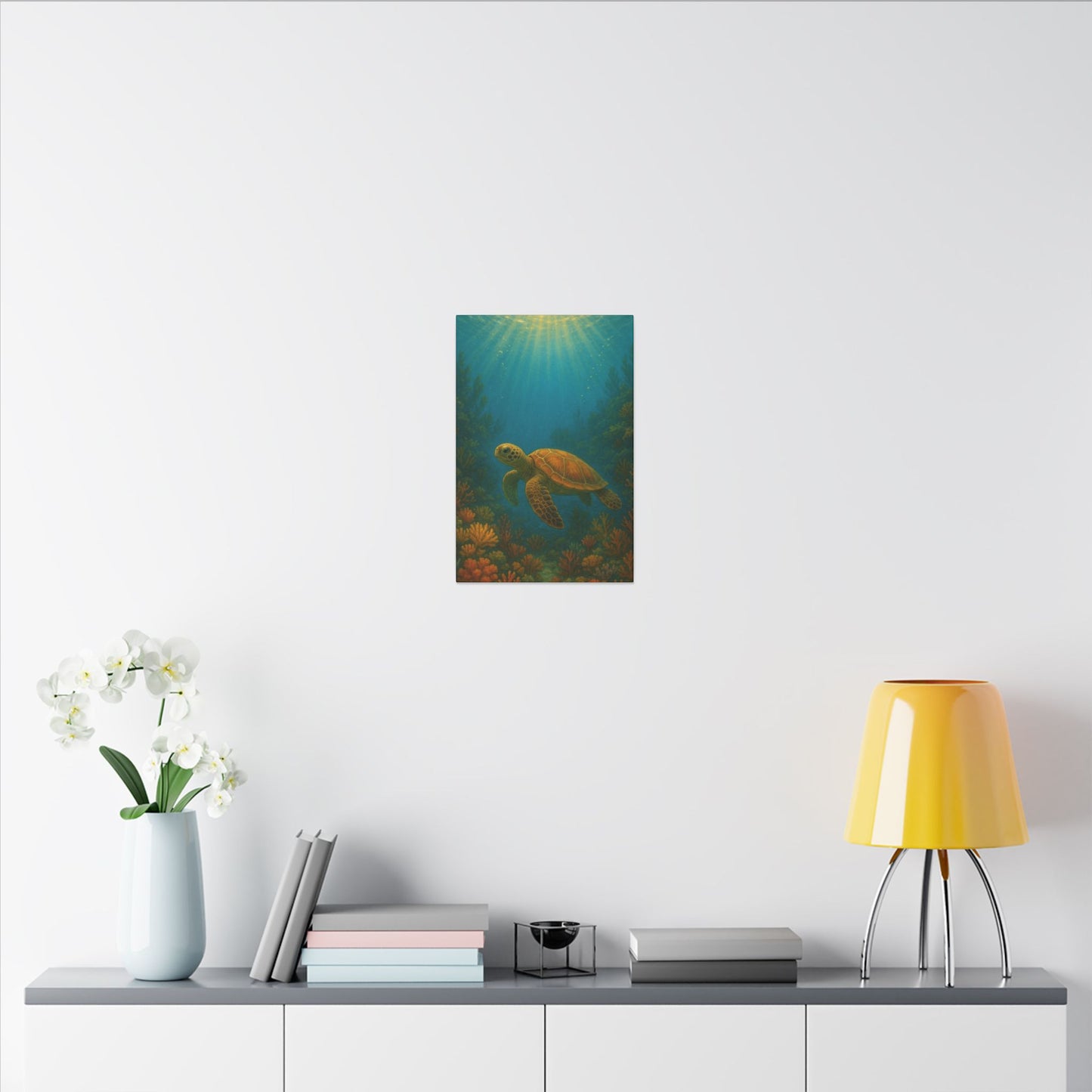 Lienzo Decorativo de Tortuga Marina — Arte de Pared de Arrecife de Coral Submarino
