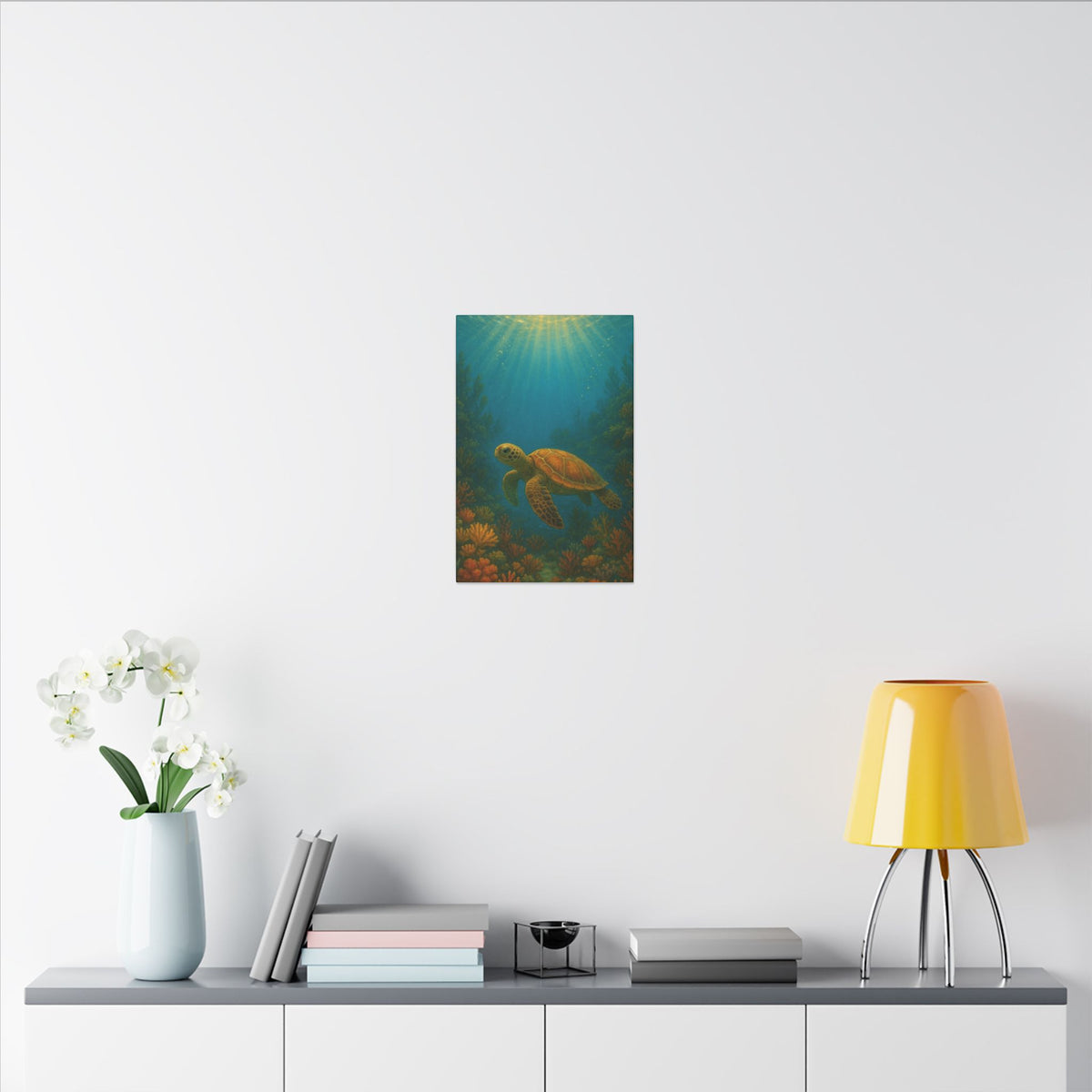 Sea Turtle Canvas Print — Underwater Coral Reef Wall Art