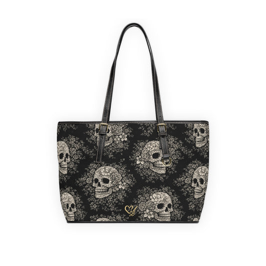 Requiem Bloom PU Leather Tote Bag — Gothic Shoulder Handbag