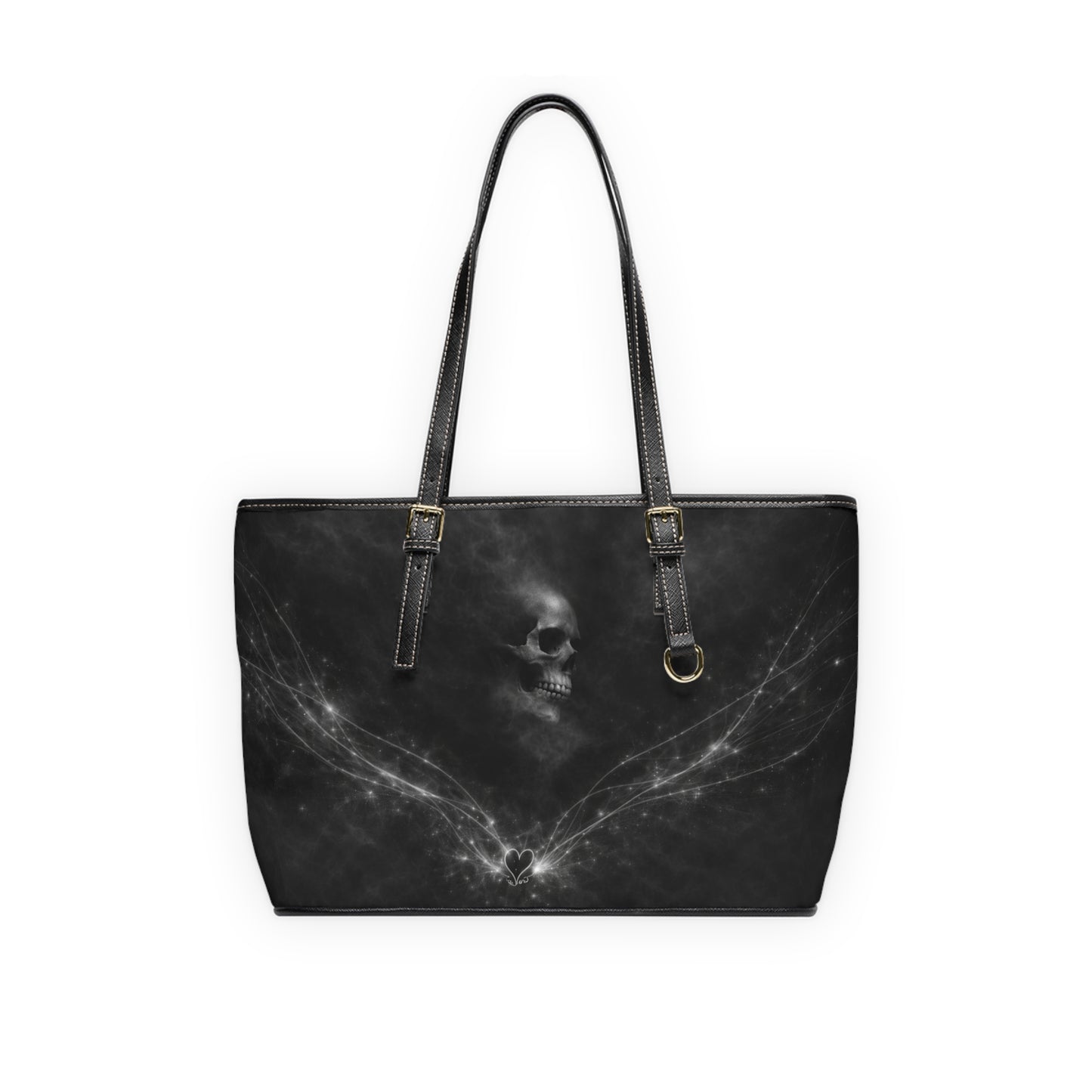 Restos Velados - Colección Velo de Sombras - Bolso de Hombro de Cuero PU con Calavera Gótica