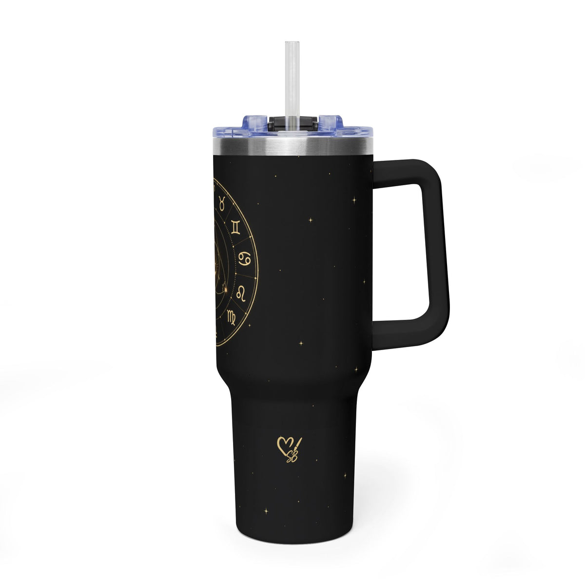Triad Zodiac Wheel 40oz Tumbler — Vacuum Insulated Travel Mug with Gold Constellation Design