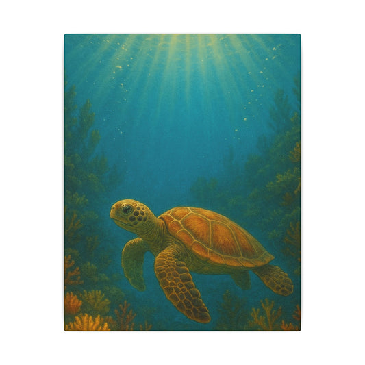 Lienzo Decorativo de Tortuga Marina — Arte de Pared de Arrecife de Coral Submarino
