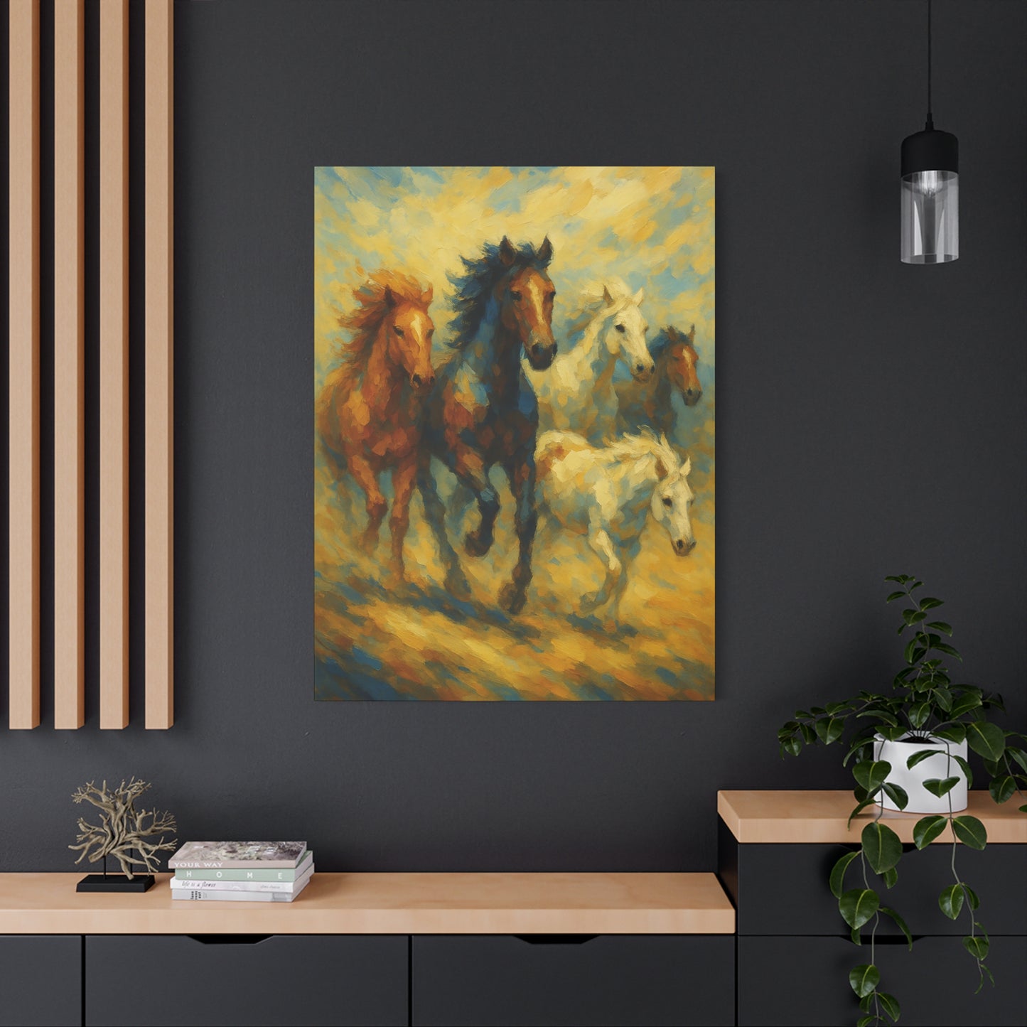 Galloping Wild Horses Matte Canvas Print — Stretched 1.25"