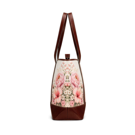 Quiet Bloom-Floral Canvas Tote Handbag — Blush Peony Garden Everyday Tote