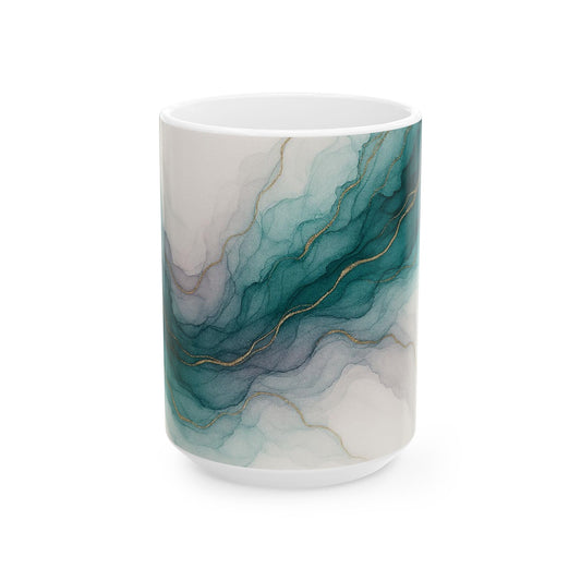 waters Edge -Abstract Collection, Elegant Acrylic Ink Abstract Mug, Coffee Cup, Tea Mug, Gift for Her, Home Decor, Office Mug, Minimalist Design, Unique Artwork