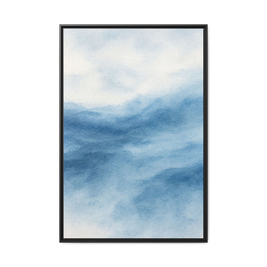 Coastal Whispers 2-Watercolor Abstract Matte Canvas Framed Wall Art