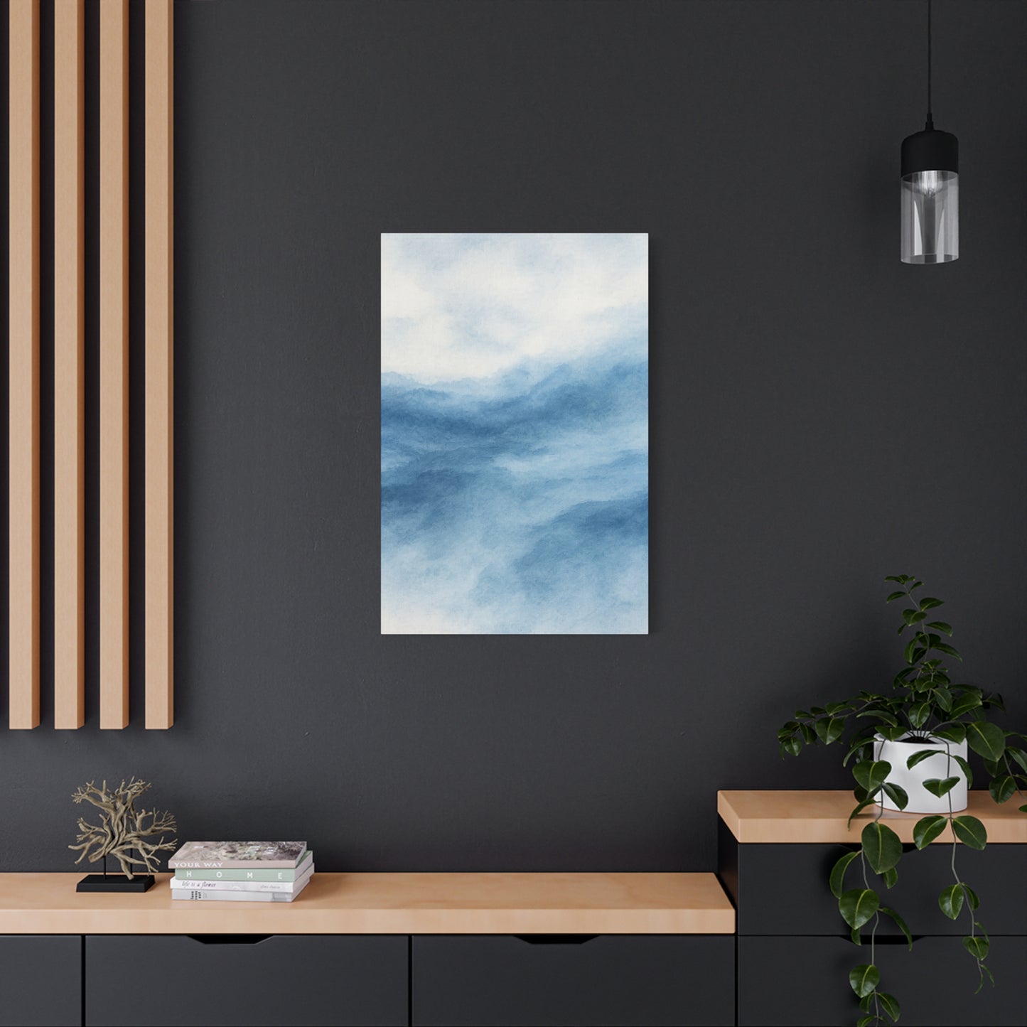 Lienzo Impreso "Océano de Acuarela Azul" 1 - Arte de Pared Estirado Mate