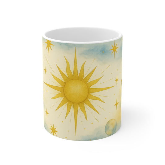 Celestial Sun and Moon-Celestial Dreams Collection- Mug 11oz - Starry Universe Design