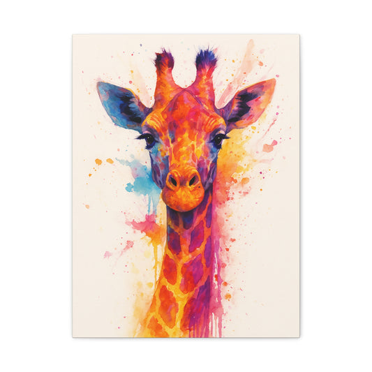 Jirafa — Tinta acrílica animal abstracta de colores llamativos Lienzo mate (estirado)