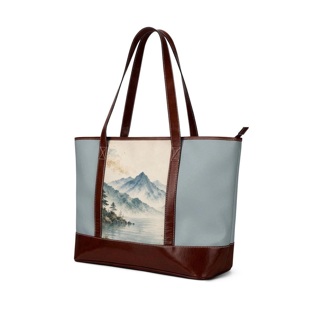 Mountain Mist Tote Handbag – Watercolor Landscape Shoulder Bag