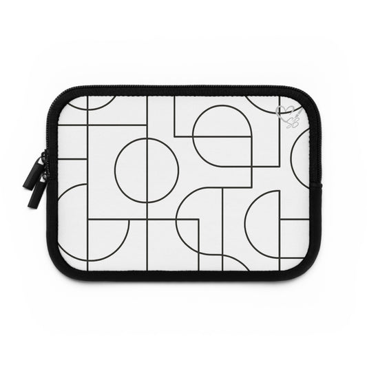 Estampado Geométrico — Colección Artesanal 2025 — Funda para Portátil — Estuche Protector de Neopreno en Blanco y Negro