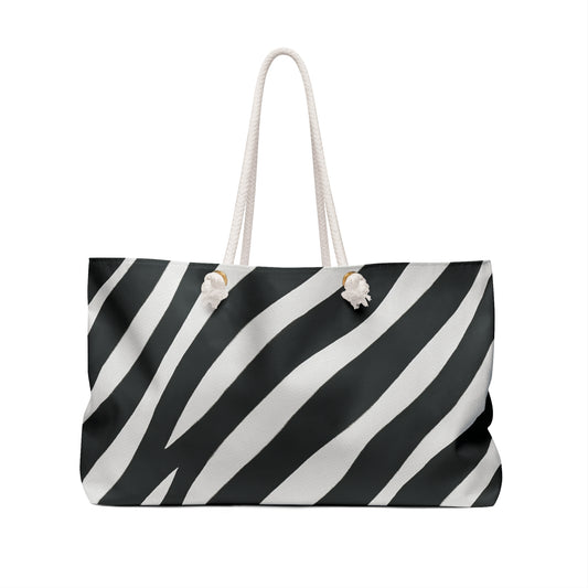 Zebra Stripe Weekender Bag — Black & White Travel Tote
