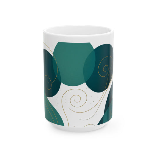 Ocean Mist 4- Colección Soulful-Taza de café con remolino abstracto (325 ml y 444 ml)