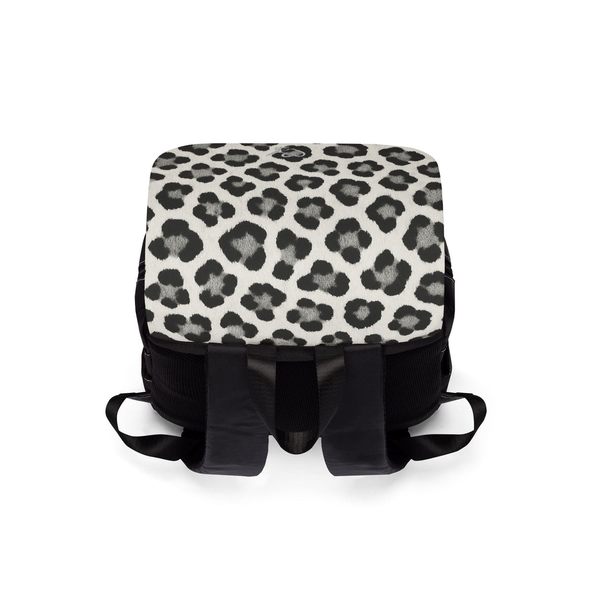 Snow Leopard Print Canvas Backpack – Casual Shoulder Daypack