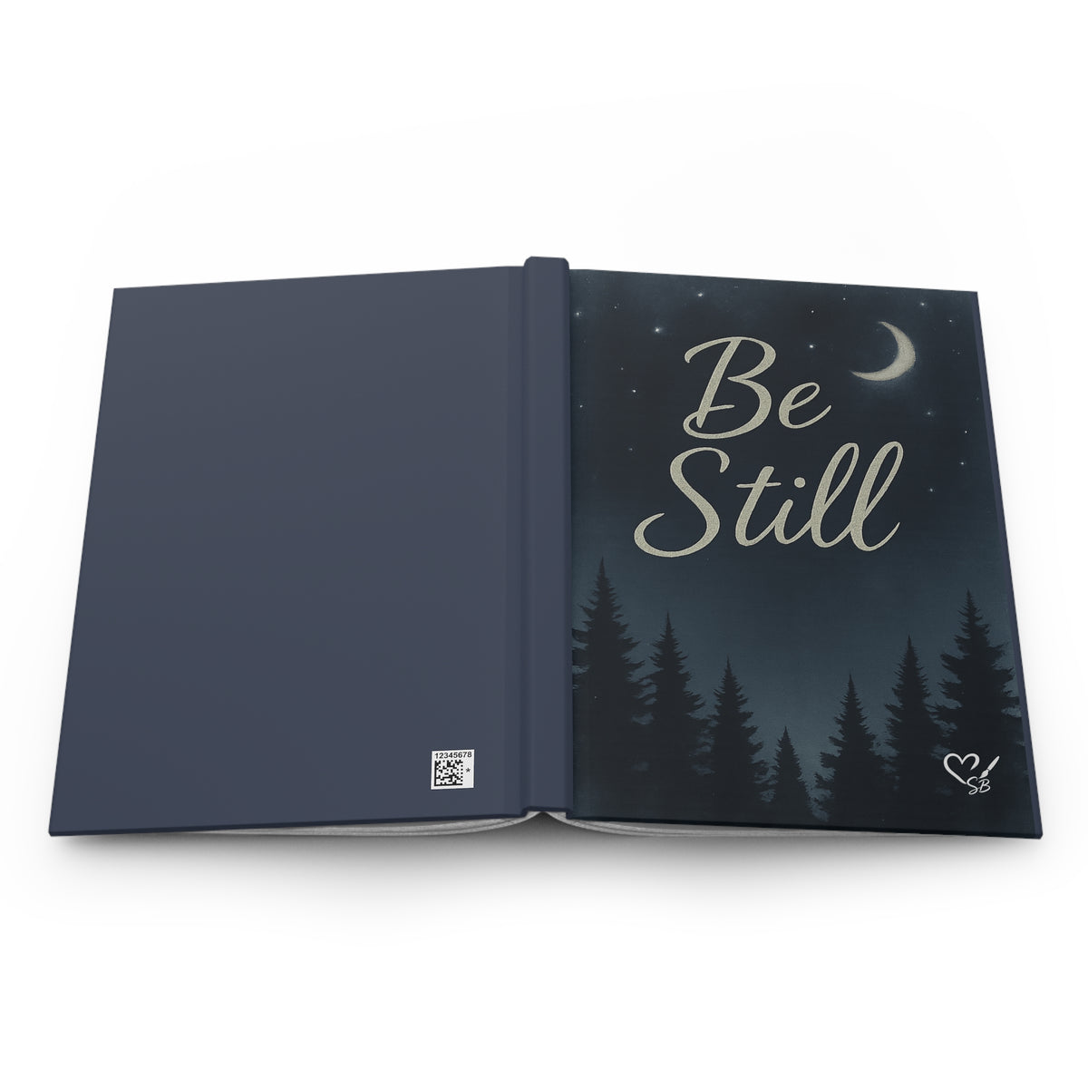 Be Still Night Forest Hardcover Journal — Lined Matte Notebook for Mindfulness & Prayer