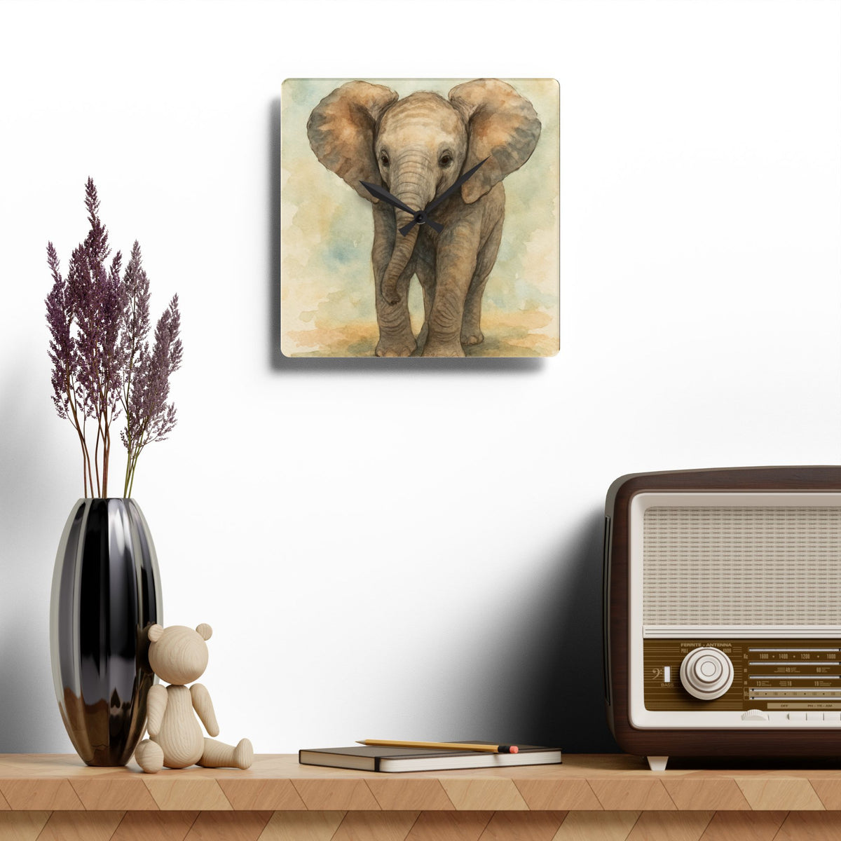 Baby Elephant-Acrylic Wall Clock - Baby Safari Collection-Decor