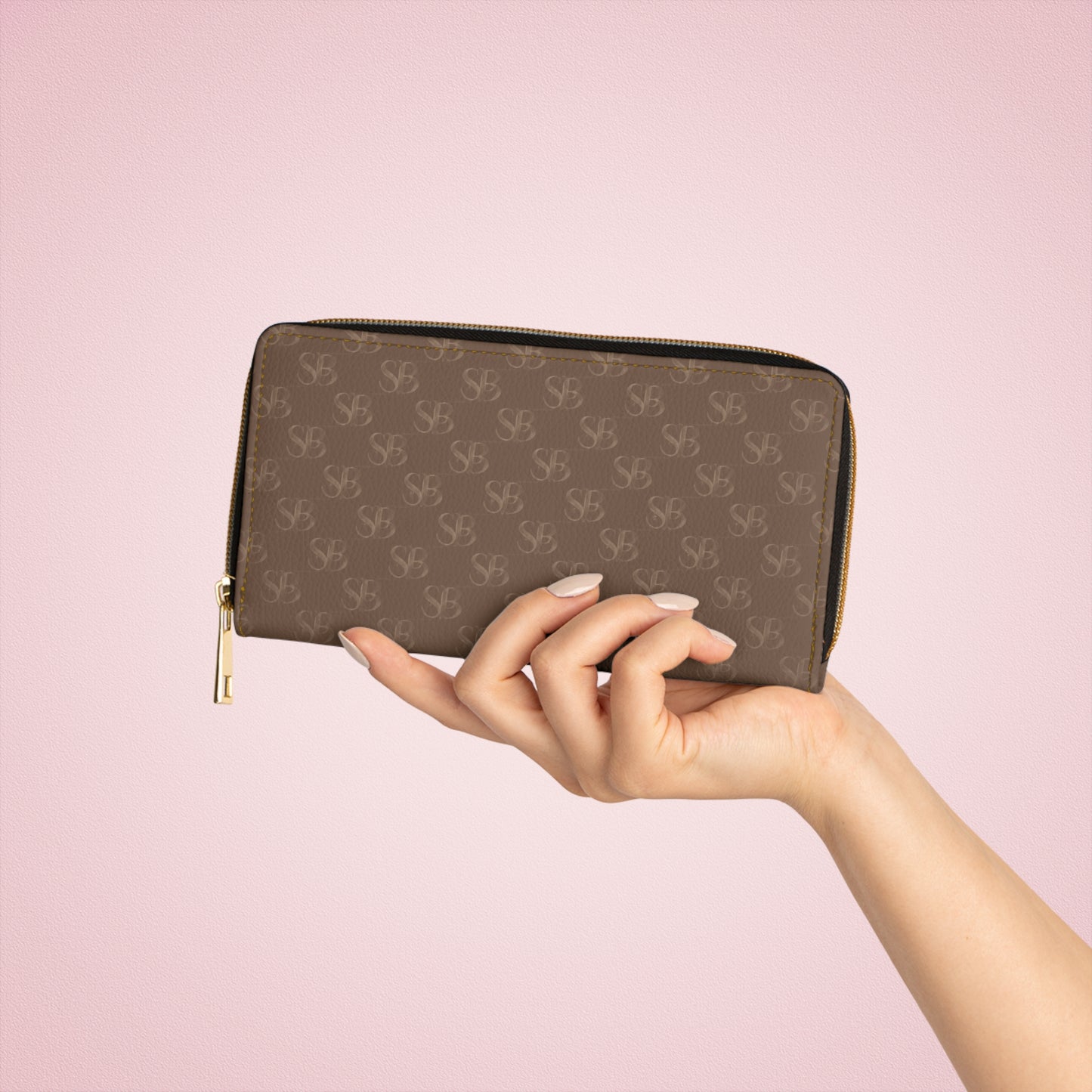 Ember-Zip Wallet — Brown Patterned Zipper Wallet