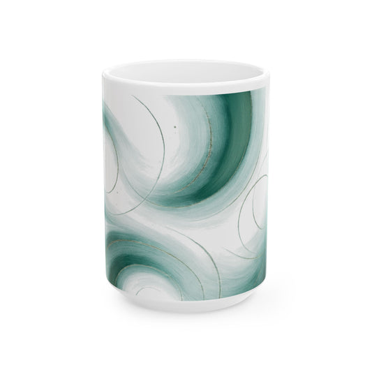 Bruma Marina, Colección Alma 3 — Taza de café con remolino abstracto (325 ml y 445 ml)
