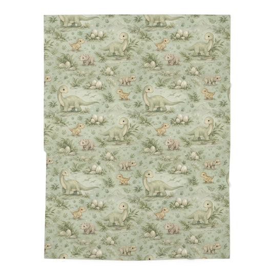 Dinosaur Nursery Swaddle Blanket — Soft Green Dino Baby Wrap